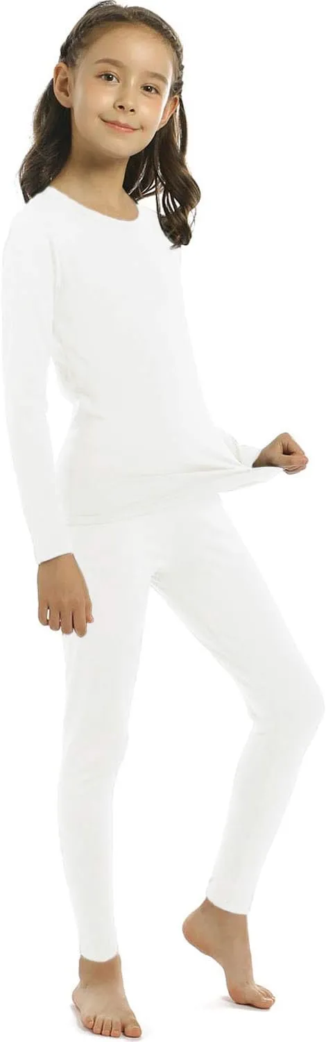 Girls Thermal Underwear Set for Kids Long Johns Fleece Lined Base Layer Top & Bottom Cold Winter Thermals
