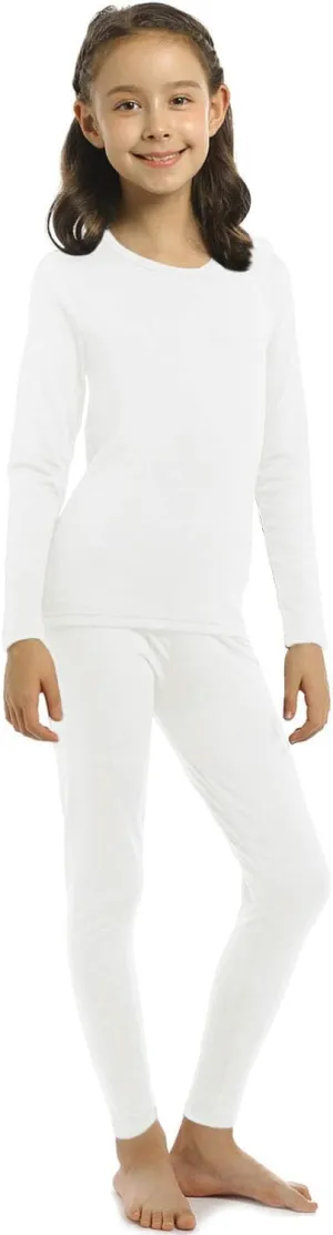 Girls Thermal Underwear Set for Kids Long Johns Fleece Lined Base Layer Top & Bottom Cold Winter Thermals