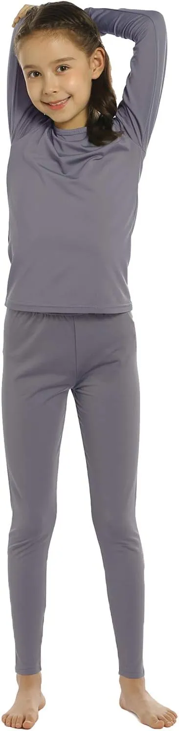 Girls Thermal Underwear Set for Kids Long Johns Fleece Lined Base Layer Top & Bottom Cold Winter Thermals