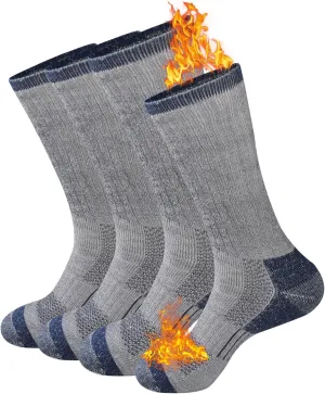GKX Men's Merino Wool Moisture Wicking Outdoor Hiking Trekking Work Cushion Crew Socks 9-11,10-13