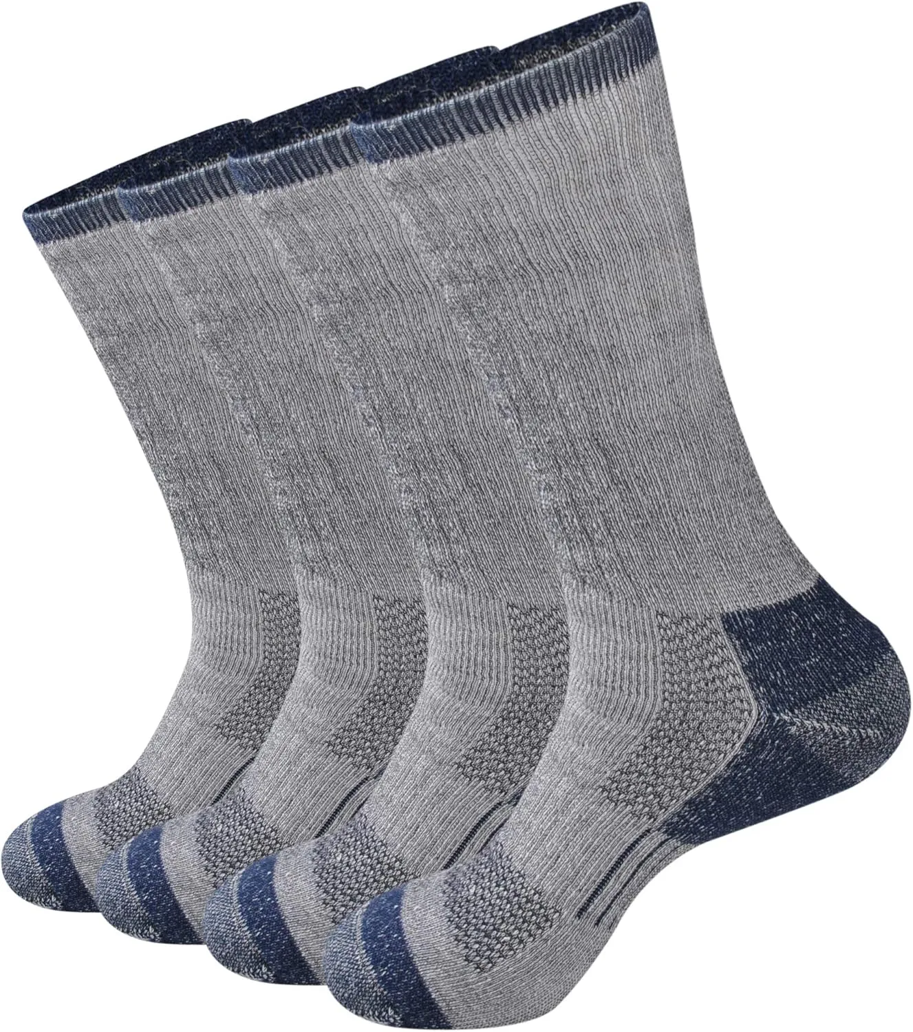 GKX Men's Merino Wool Moisture Wicking Outdoor Hiking Trekking Work Cushion Crew Socks 9-11,10-13