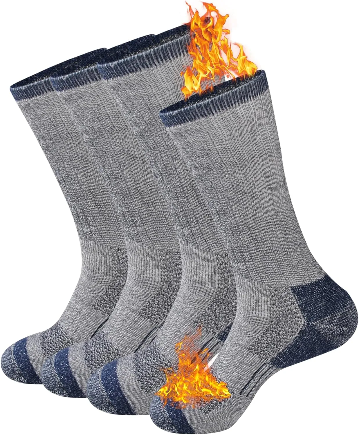 GKX Men's Merino Wool Moisture Wicking Outdoor Hiking Trekking Work Cushion Crew Socks 9-11,10-13