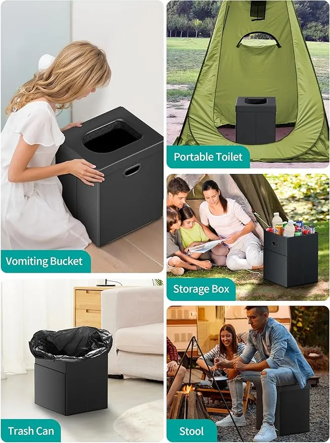 Glendan Upgrade Portable Toilet for Adults, Extra Large Portable Travel Floding Toilet, Camping Tall Toilets with Lid for Adults and Kids, Compact Potty for Car, Hiking, Beach, Camping,Travel