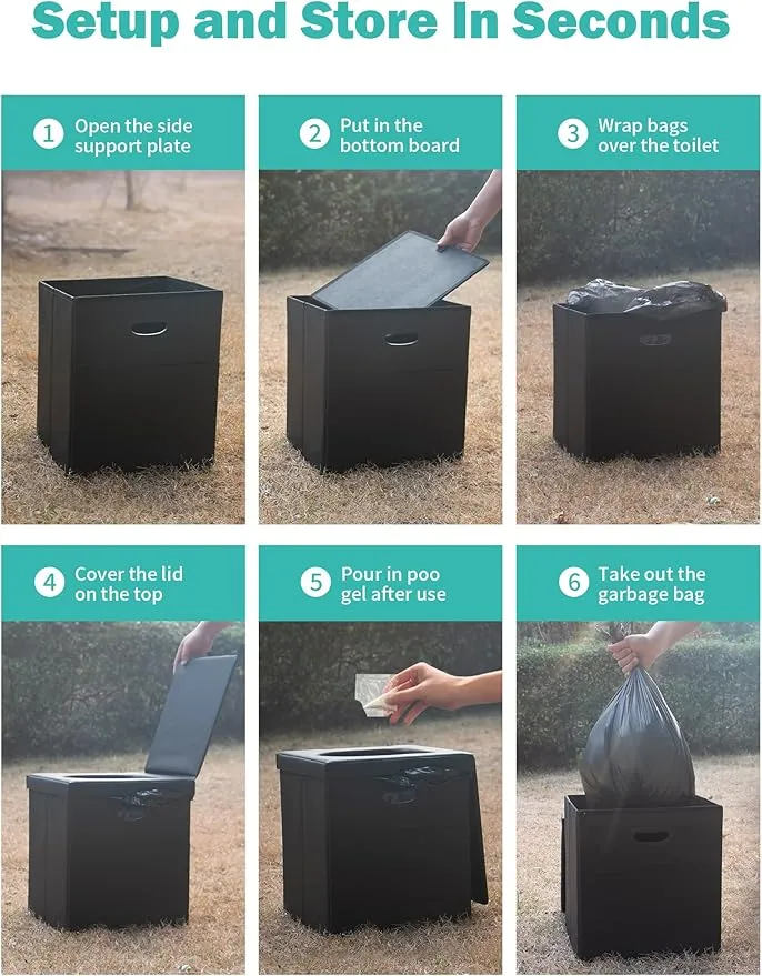 Glendan Upgrade Portable Toilet for Adults, Extra Large Portable Travel Floding Toilet, Camping Tall Toilets with Lid for Adults and Kids, Compact Potty for Car, Hiking, Beach, Camping,Travel