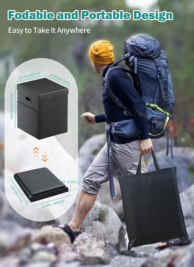 Glendan Upgrade Portable Toilet for Adults, Extra Large Portable Travel Floding Toilet, Camping Tall Toilets with Lid for Adults and Kids, Compact Potty for Car, Hiking, Beach, Camping,Travel