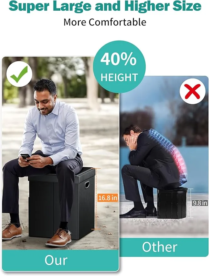 Glendan Upgrade Portable Toilet for Adults, Extra Large Portable Travel Floding Toilet, Camping Tall Toilets with Lid for Adults and Kids, Compact Potty for Car, Hiking, Beach, Camping,Travel