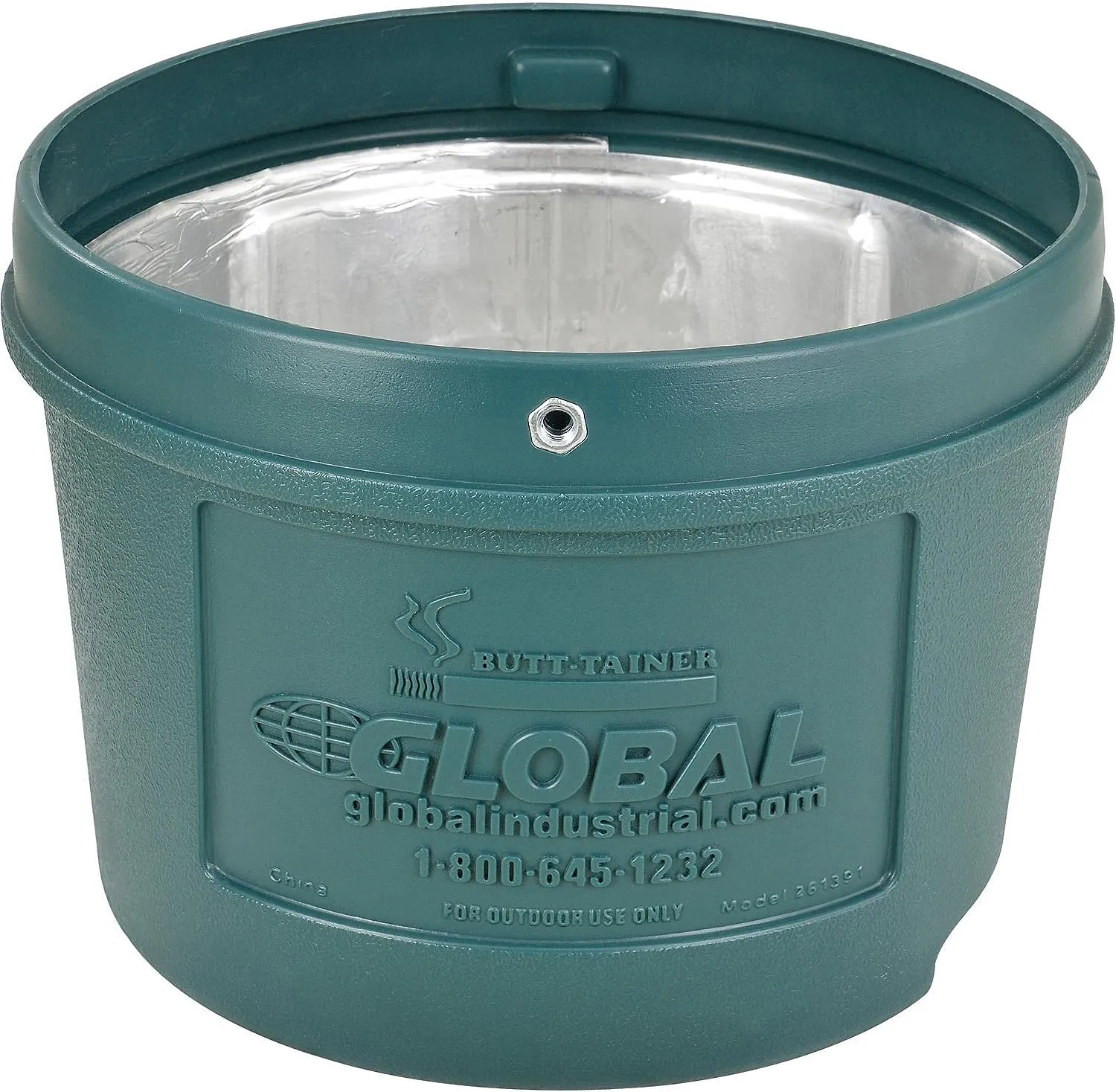 Global Industrial Free Standing Outdoor Patio Ashtray with Round Base, 11" Diameter x 30" H, 1-1/2 Gallon Capacity Cigarette Receptacle, Plastic, Green