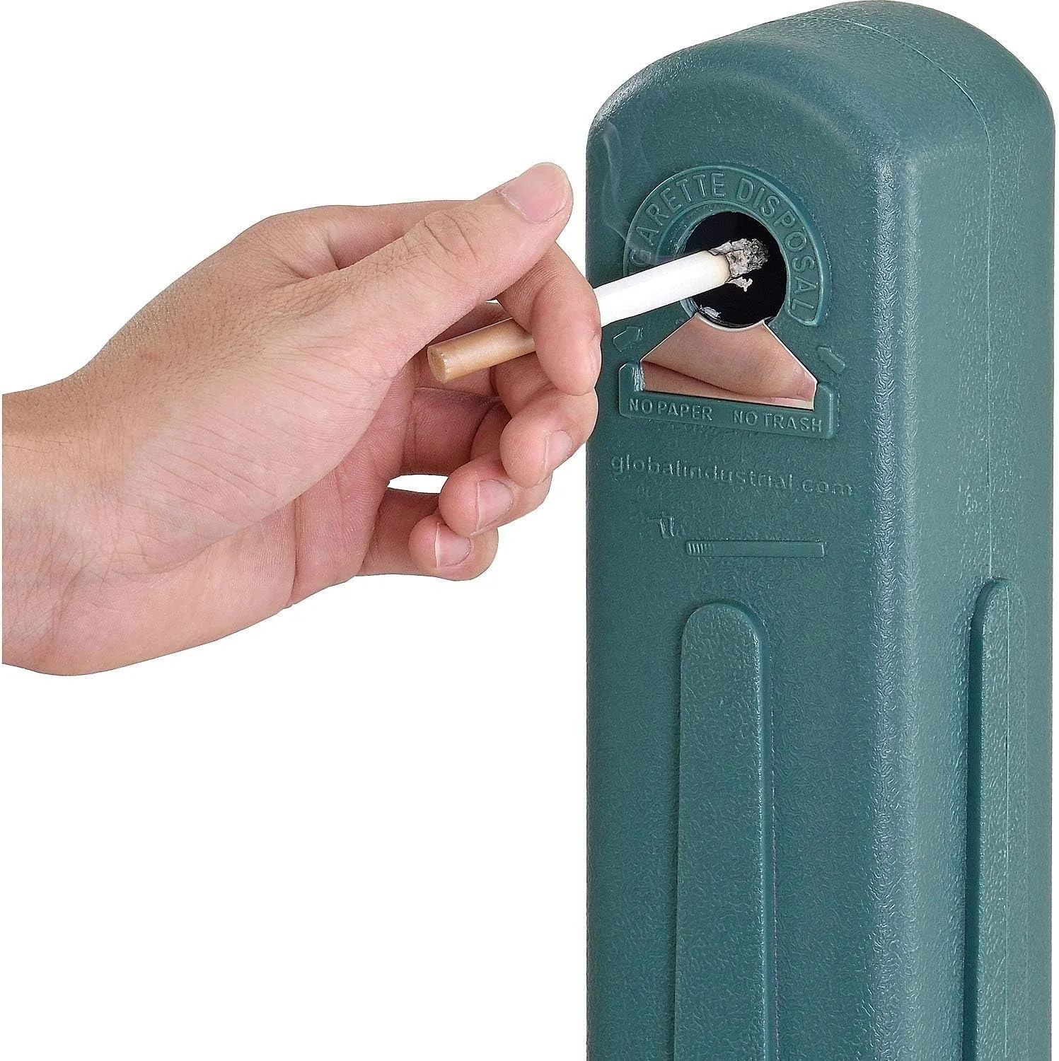 Global Industrial Free Standing Outdoor Patio Ashtray with Round Base, 11" Diameter x 30" H, 1-1/2 Gallon Capacity Cigarette Receptacle, Plastic, Green