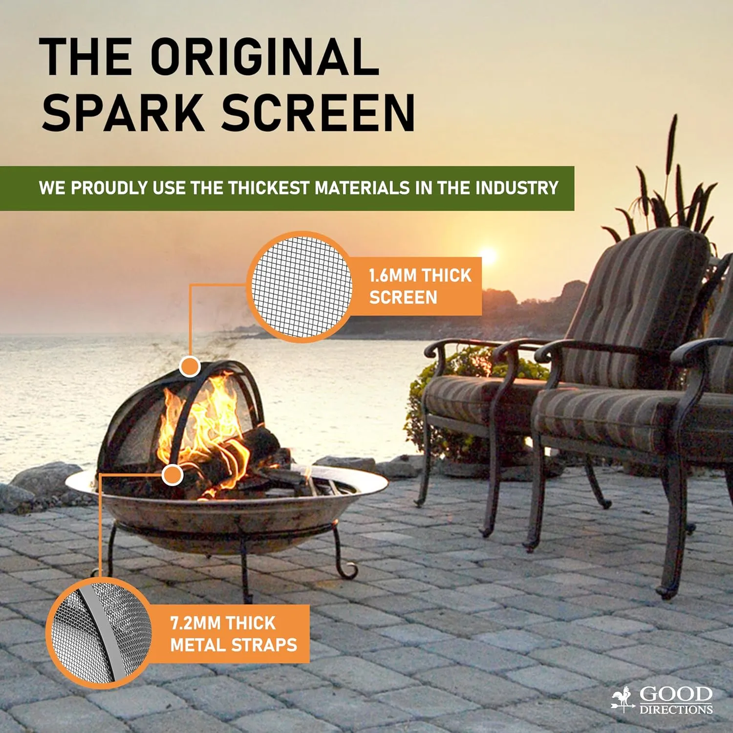 Good Directions 775 Heavy Duty Pit Spark Fire Screen Hinged for Easy Access, 29 Inch