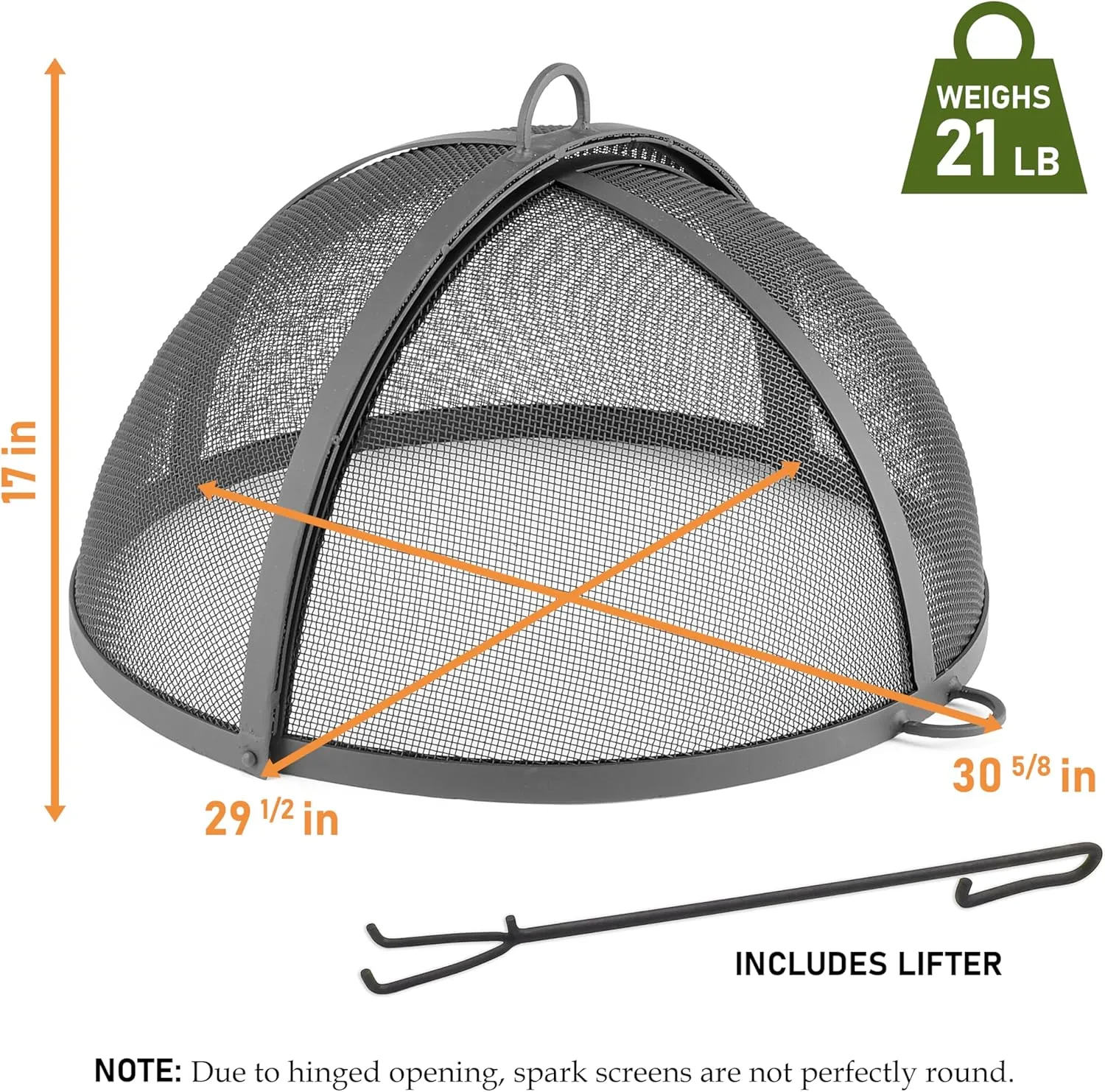 Good Directions 775 Heavy Duty Pit Spark Fire Screen Hinged for Easy Access, 29 Inch