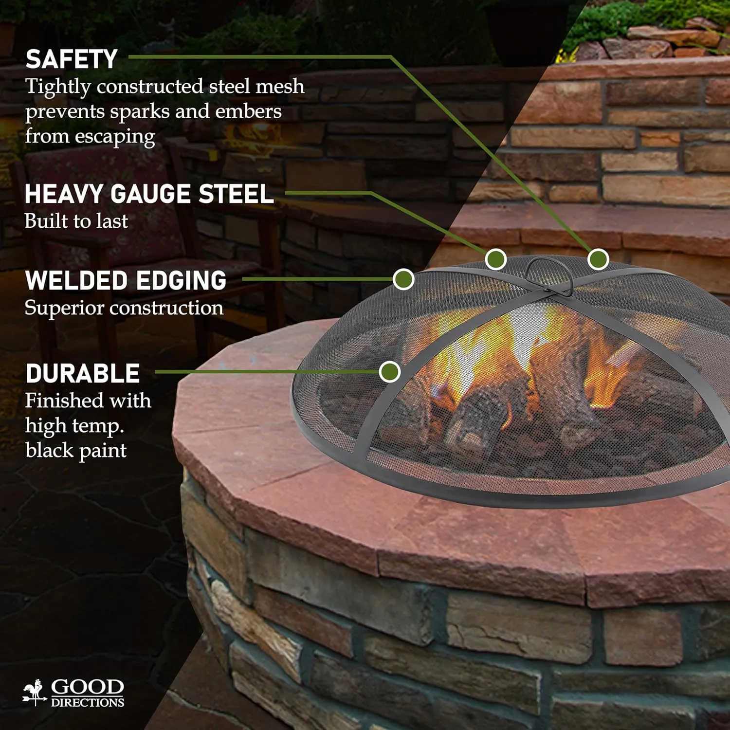 Good Directions Fire Pit Spark Screens, 27" Diameter, Steel