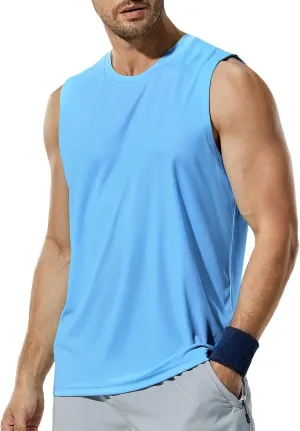 Haimont Men's Workout Tank Top Dry Fit UPF 50 Sleeveless Muscle Tee Shirts for Swim, Running, Hiking, Beach