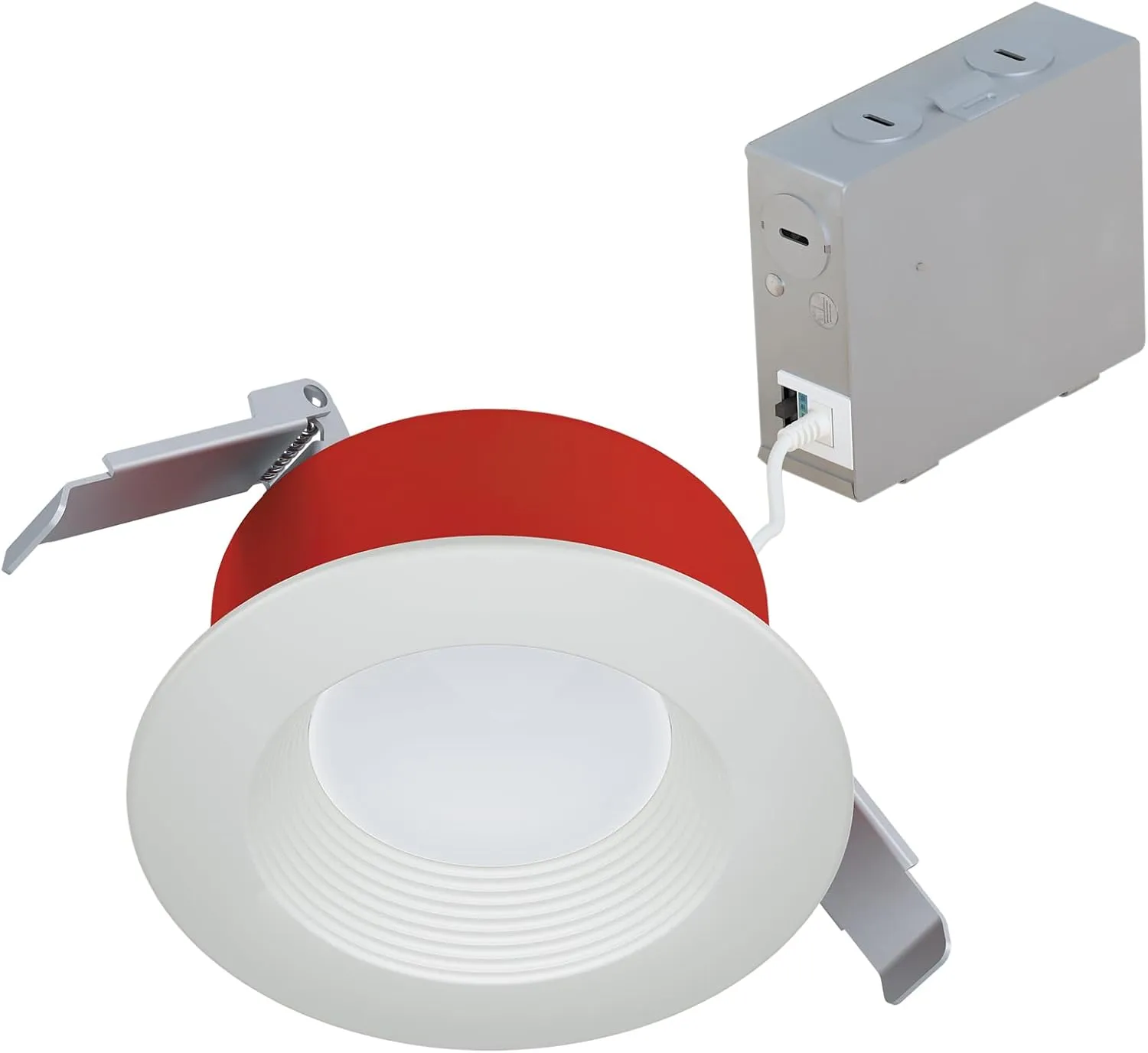 HALO Fire Rated Canless Integrated LED, Recessed Light Trim, Sel 5CCT 900 Lumens, White 4 in.