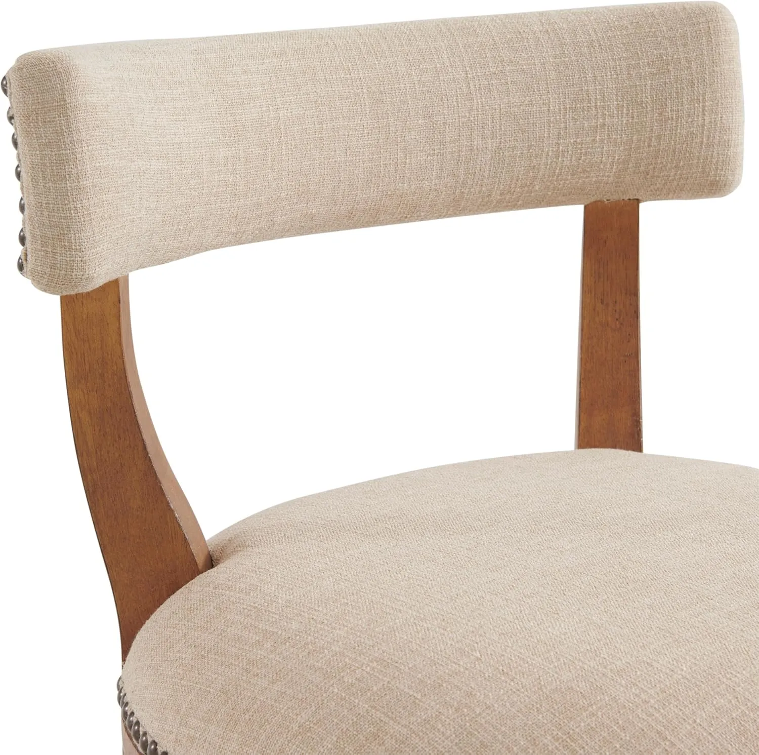 Hanover Swivel Counter Height Bar Stools, Set of 2, Weathered Brown and Beige, Faux Leather Upholstered Seat, Steel Memory Return Swivel, Rubberwood Frame, 20 in. W x 22 in. D x 37 in. H
