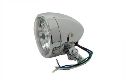 HARLEY 4 inch Round Headlamp 12 Volt Chrome fits 0-  Custom, application