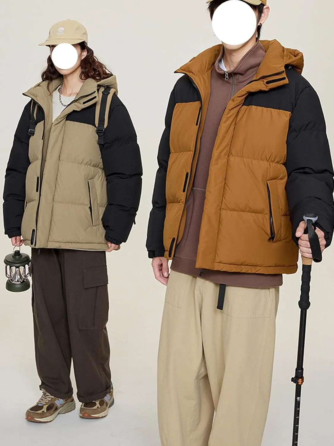 hathne Men's Winter Puffer Jacket Thicken Winter Warm Padded Coat Outerwear with Hood