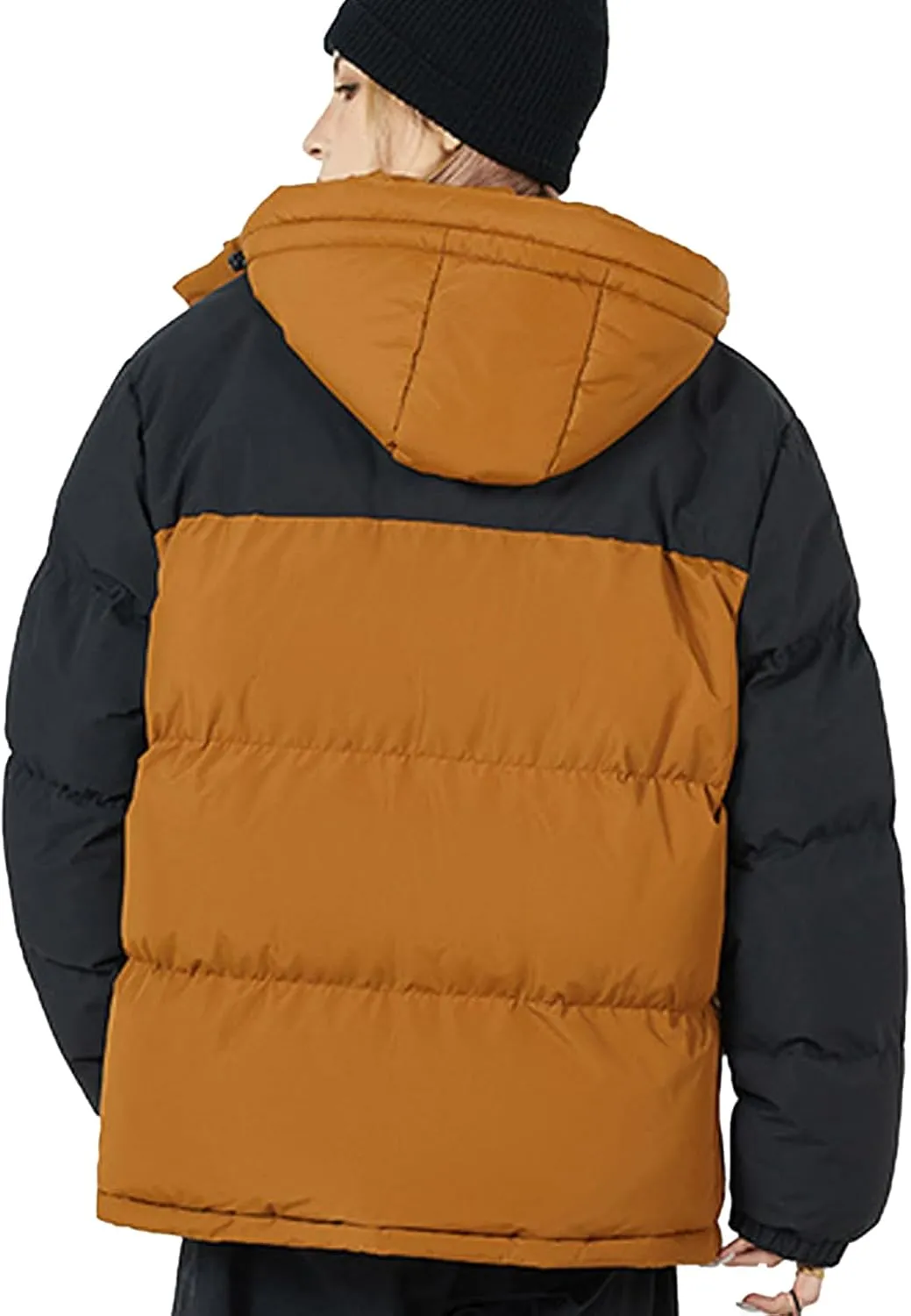 hathne Men's Winter Puffer Jacket Thicken Winter Warm Padded Coat Outerwear with Hood