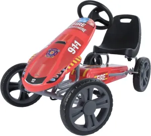Hauck Speedster Pedal Go Kart with Adjustable Bucket Seat for Kids Ages 4 to 8, Fire Rescue