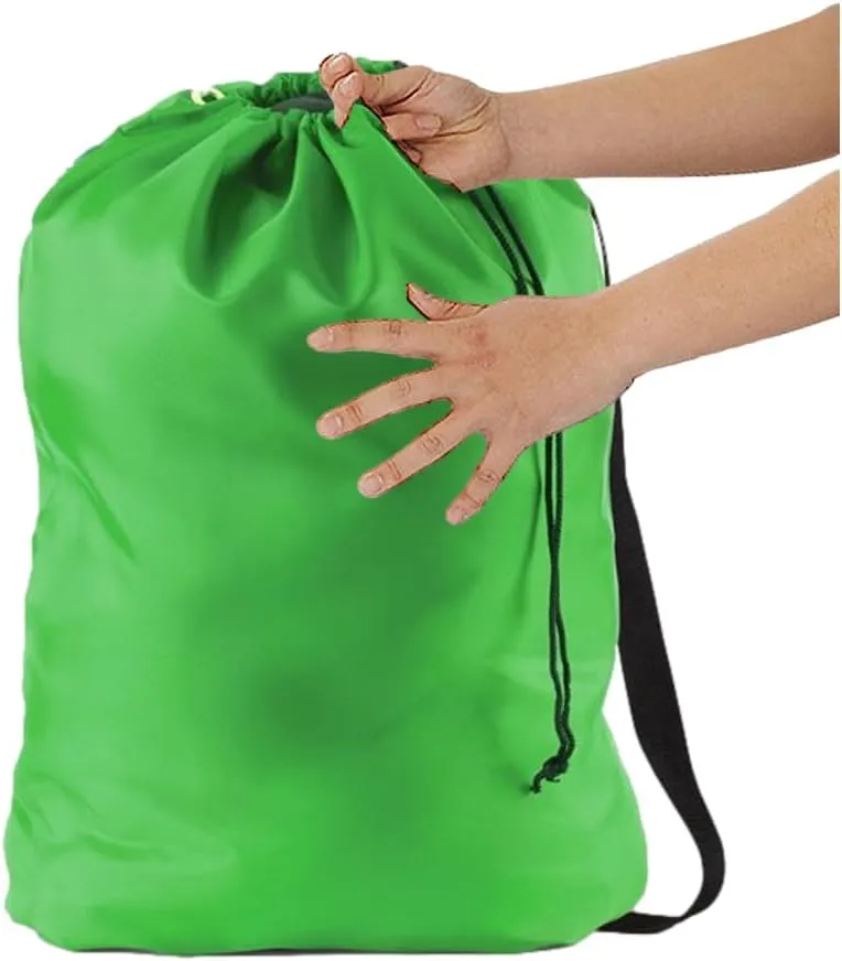Heavy Duty Laundry Bag w/Shoulder Strap, 22" x 28", 210 Denier Polyester, Holds 2 Loads or 35 lbs, Plus 1 Lavender Sachet (LIME GREEN)