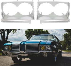 HECASA Headlamp Housings Compatible with 1971-1972 Oldsmobile 442 Cutlass Supreme F85 Vista Cruiser Headlight Bezel Trim Pair Right & Left 2Pcs