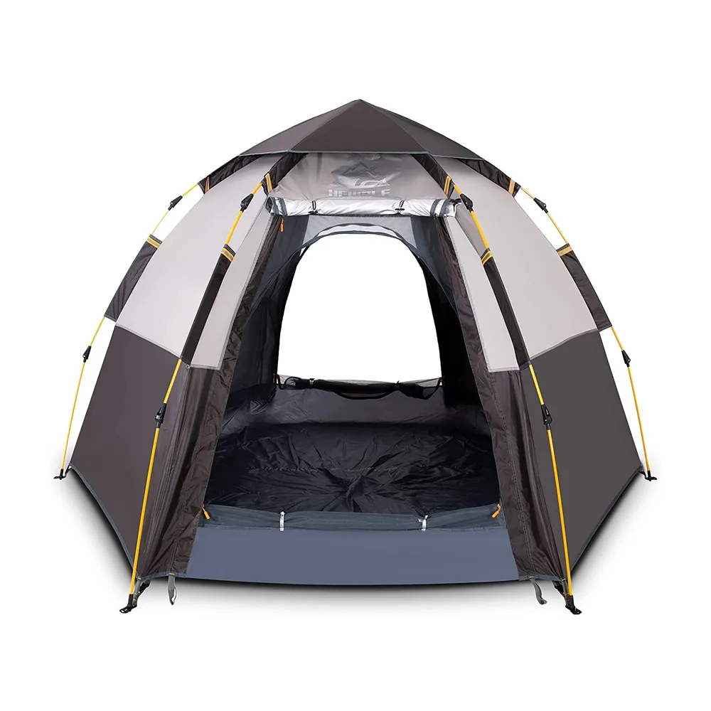 Hewolf Automatic 4 person Hexa Tent - Black Silver