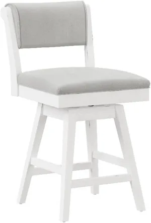 Hillsdale, Clarion Wood and Upholstered Counter Height Swivel Stool, Sea White