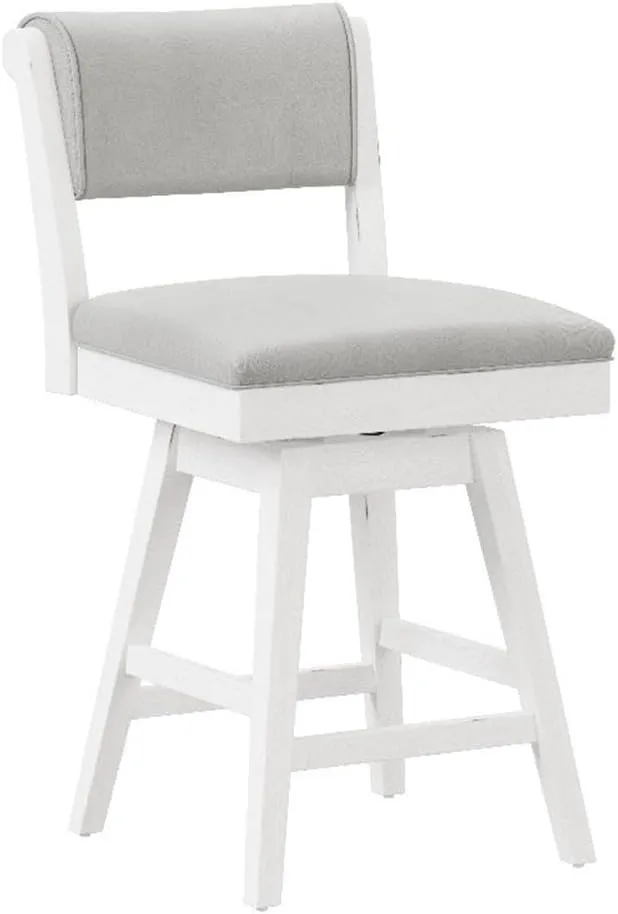 Hillsdale, Clarion Wood and Upholstered Counter Height Swivel Stool, Sea White