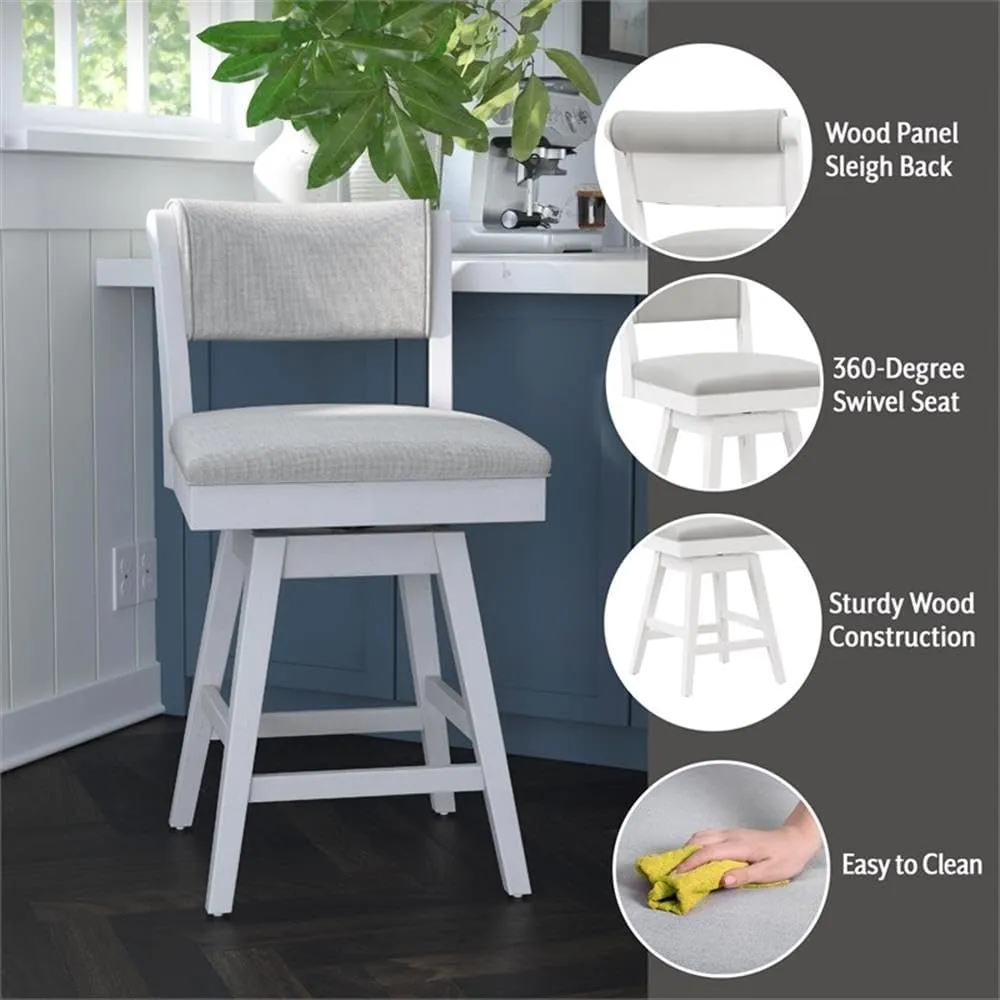 Hillsdale, Clarion Wood and Upholstered Counter Height Swivel Stool, Sea White