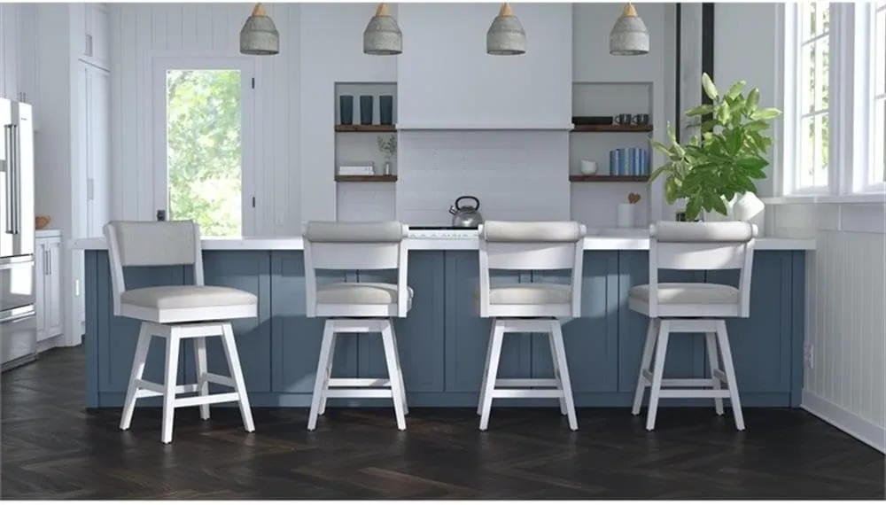 Hillsdale, Clarion Wood and Upholstered Counter Height Swivel Stool, Sea White