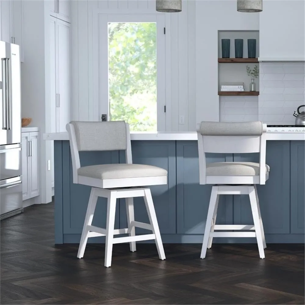 Hillsdale, Clarion Wood and Upholstered Counter Height Swivel Stool, Sea White
