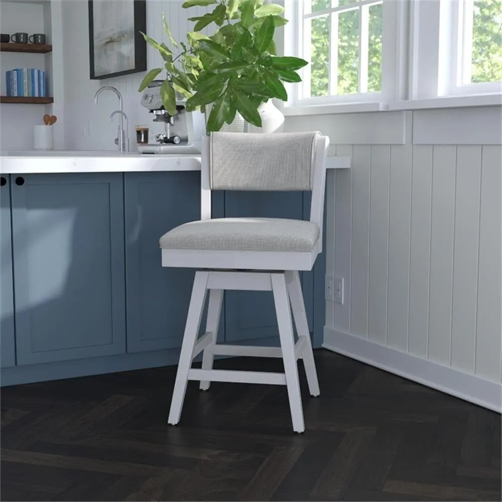 Hillsdale, Clarion Wood and Upholstered Counter Height Swivel Stool, Sea White
