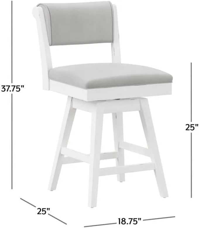 Hillsdale, Clarion Wood and Upholstered Counter Height Swivel Stool, Sea White