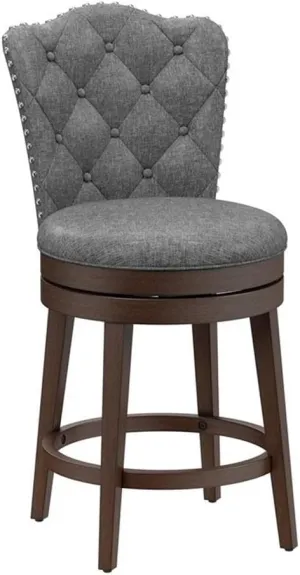 Hillsdale Edenwood 26.25" Fabric Traditional Counter Stool in Chocolate/Gray