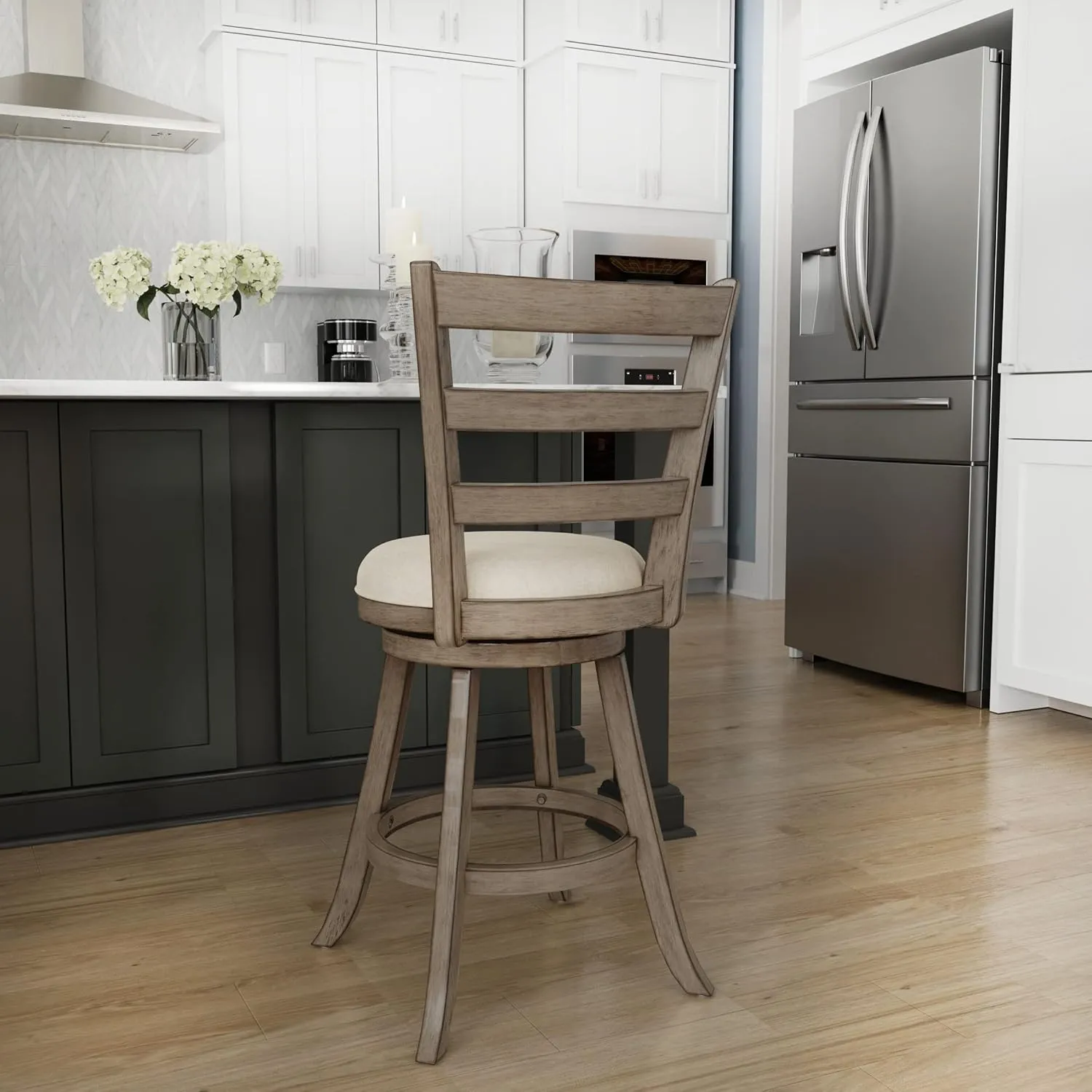 Hillsdale Laymon Modern Wood Swivel Counter Height Stool, Gray Brown