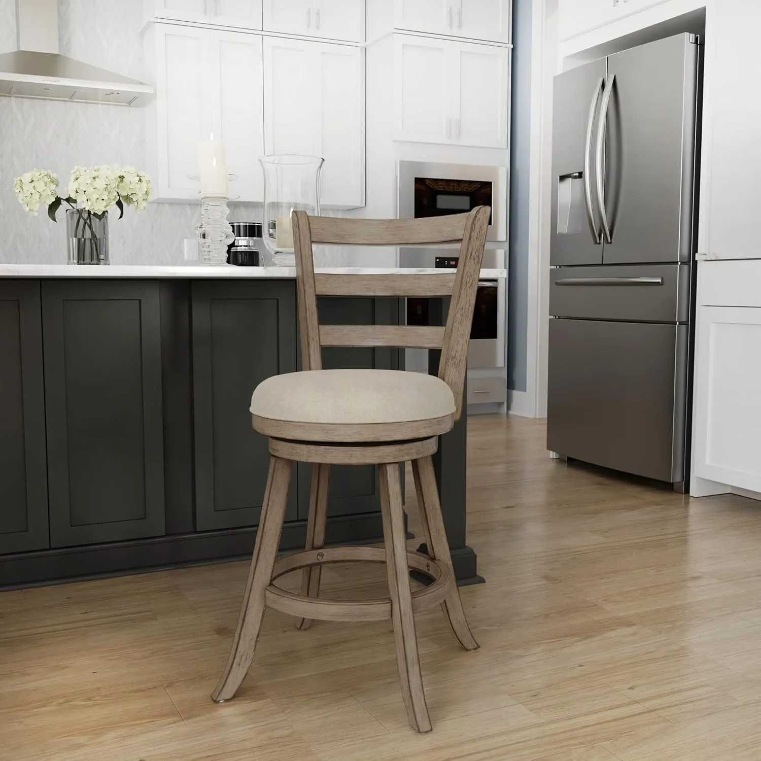 Hillsdale Laymon Modern Wood Swivel Counter Height Stool, Gray Brown