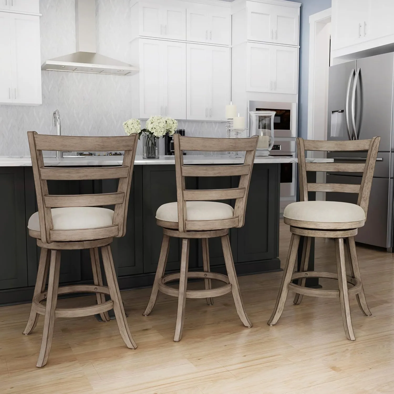 Hillsdale Laymon Modern Wood Swivel Counter Height Stool, Gray Brown