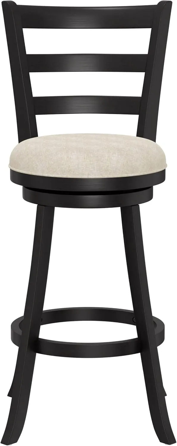 Hillsdale Laymon Modern Wood Swivel Stool with Upholstered Seat, Bar Height, Black