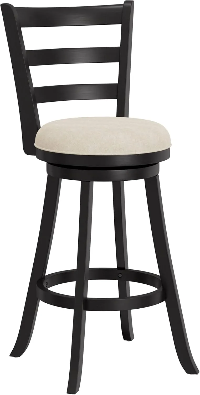 Hillsdale Laymon Modern Wood Swivel Stool with Upholstered Seat, Bar Height, Black