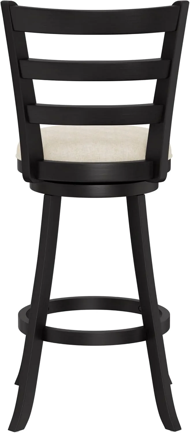 Hillsdale Laymon Modern Wood Swivel Stool with Upholstered Seat, Bar Height, Black