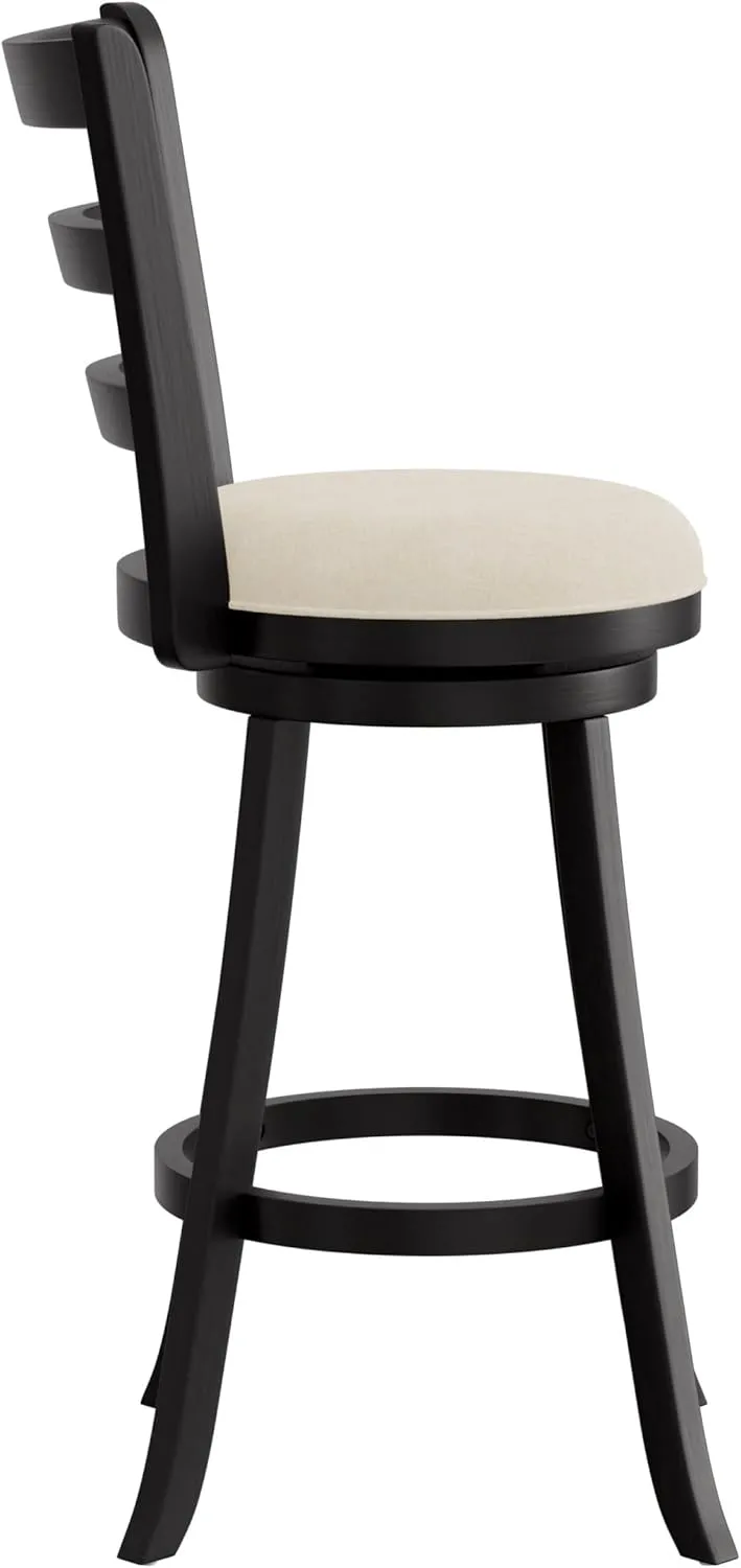 Hillsdale Laymon Modern Wood Swivel Stool with Upholstered Seat, Bar Height, Black