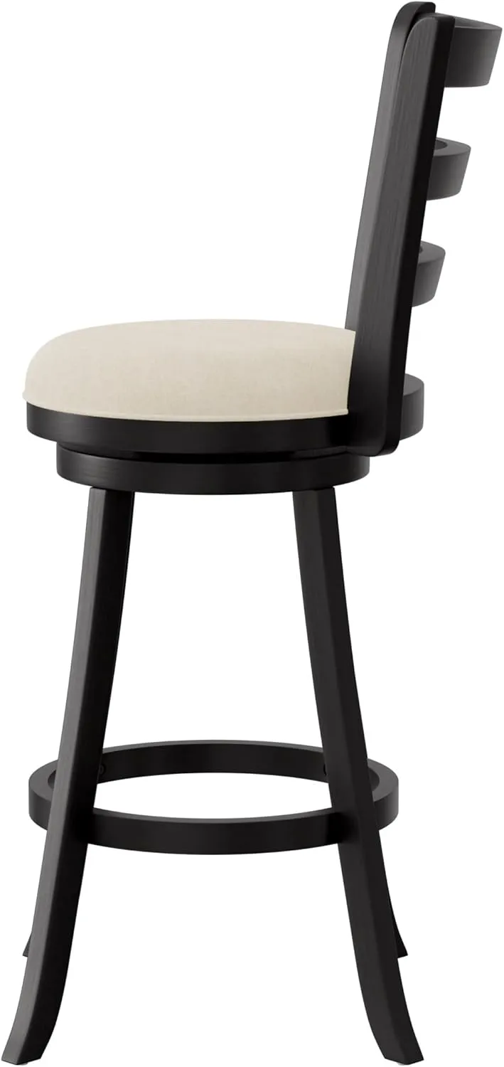 Hillsdale Laymon Modern Wood Swivel Stool with Upholstered Seat, Bar Height, Black