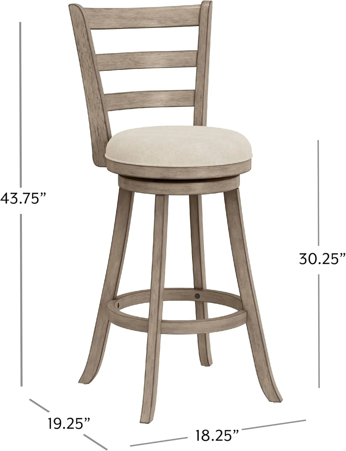 Hillsdale, Laymon Wood Bar Height Swivel Stool, Gray Brown
