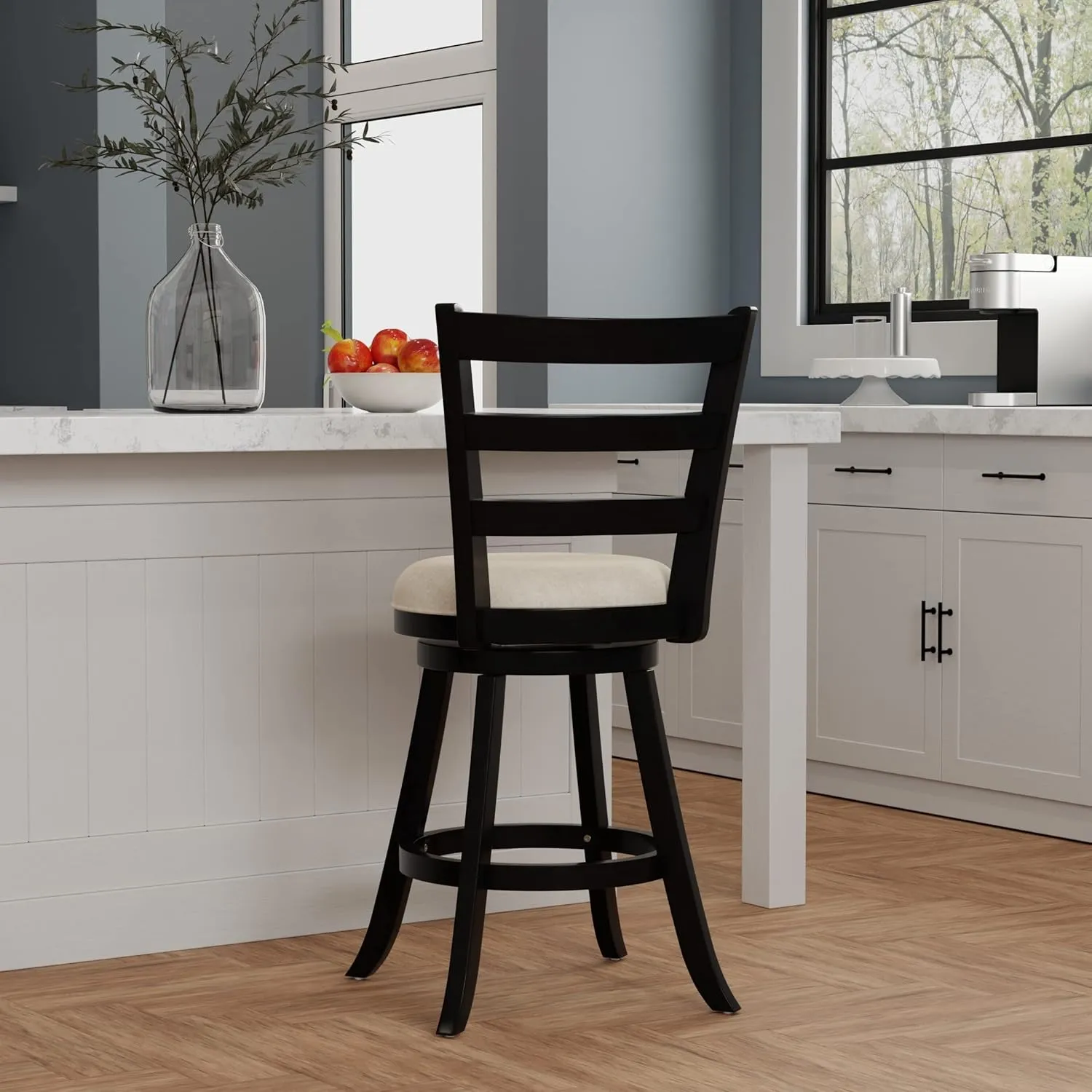 Hillsdale Laymon Wood Kitchen Counter Height Swivel Stool, Black