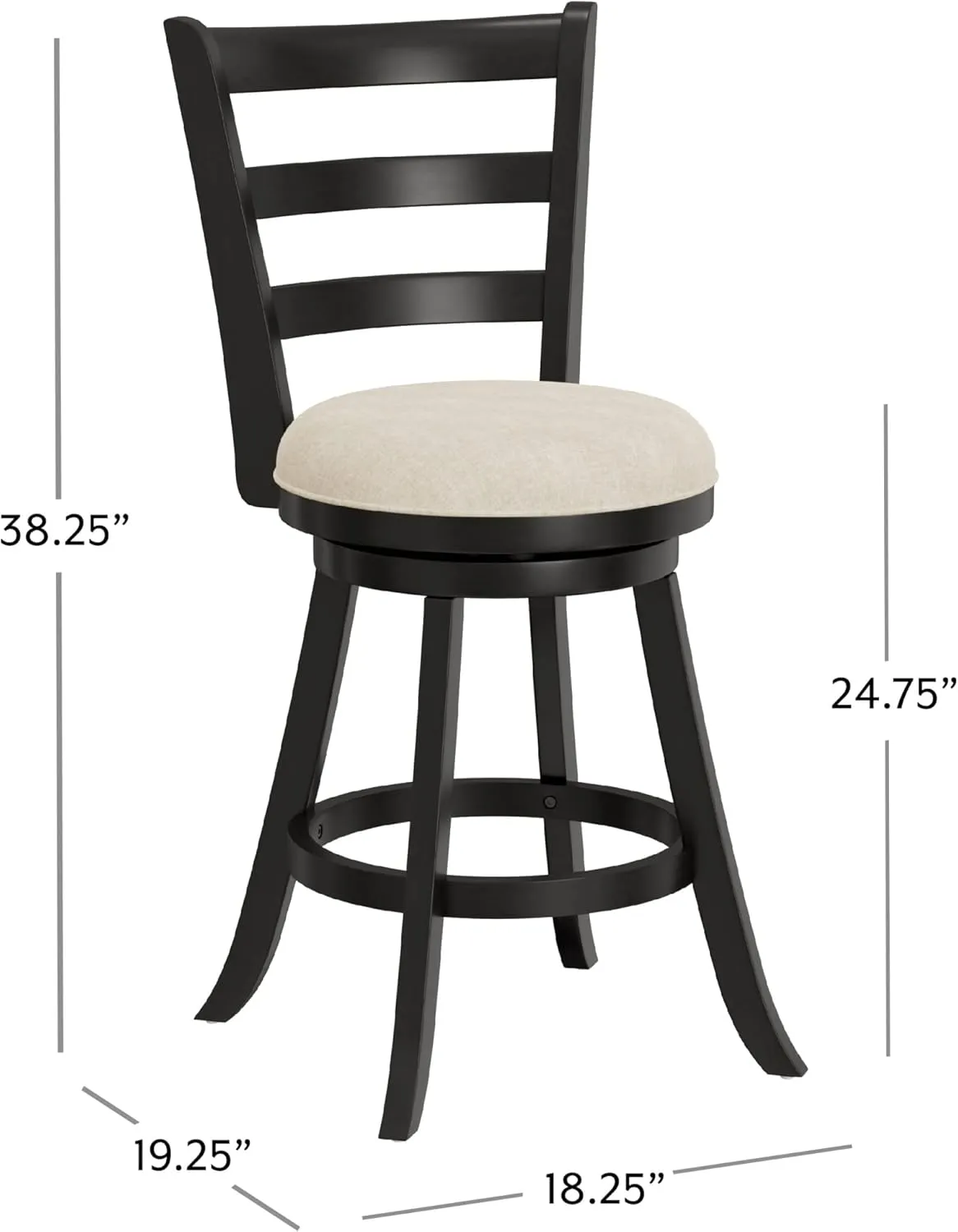 Hillsdale Laymon Wood Kitchen Counter Height Swivel Stool, Black