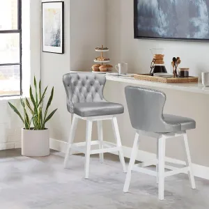 Hillsdale Rosabella Wood Swivel Bar Height Stool, White, 4978-831