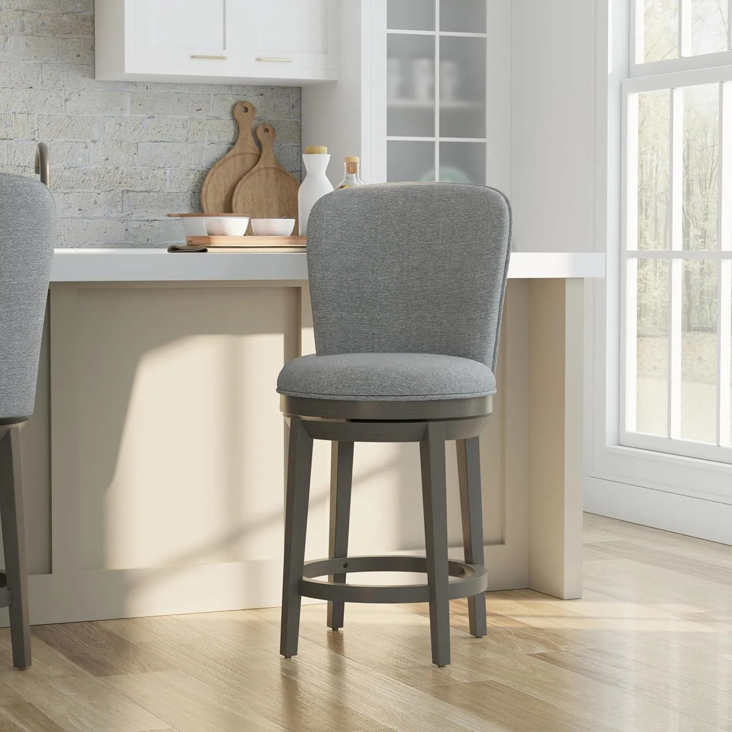 Hillsdale Victoria Wood Counter Height Swivel Stool, Antique Gray