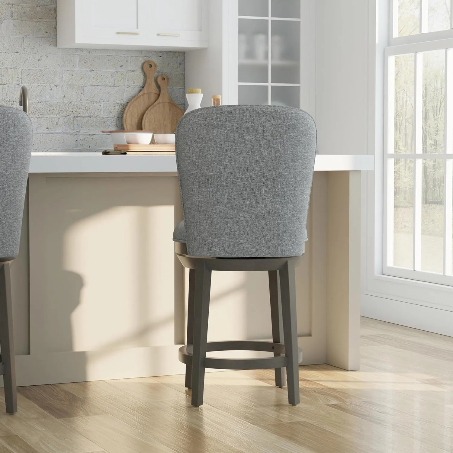 Hillsdale Victoria Wood Counter Height Swivel Stool, Antique Gray