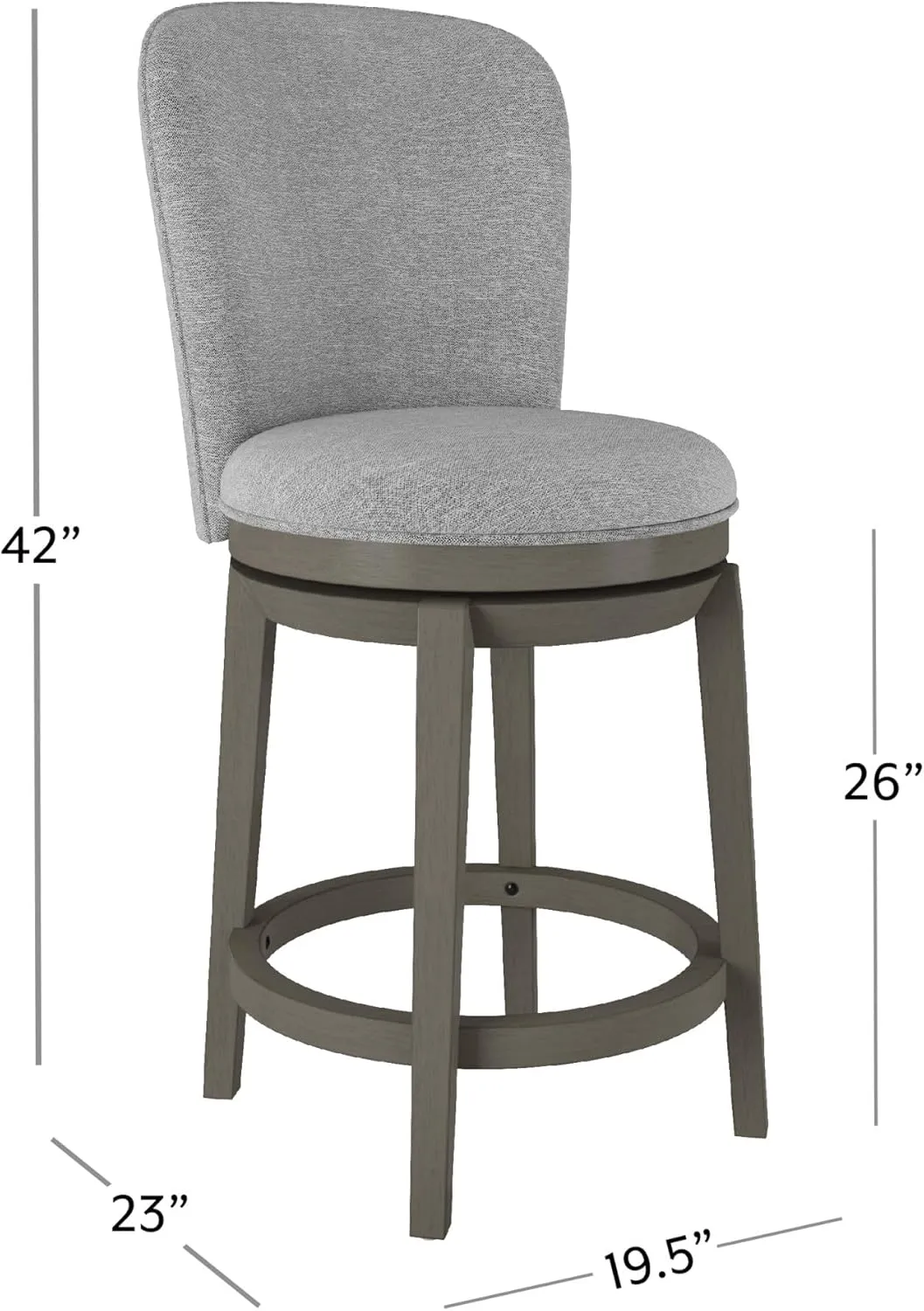 Hillsdale Victoria Wood Counter Height Swivel Stool, Antique Gray