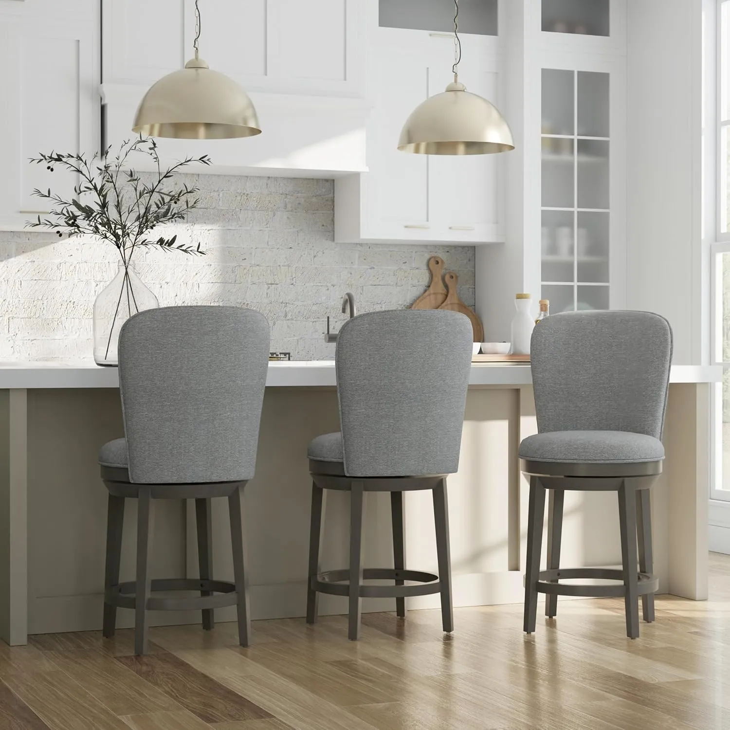 Hillsdale Victoria Wood Counter Height Swivel Stool, Antique Gray