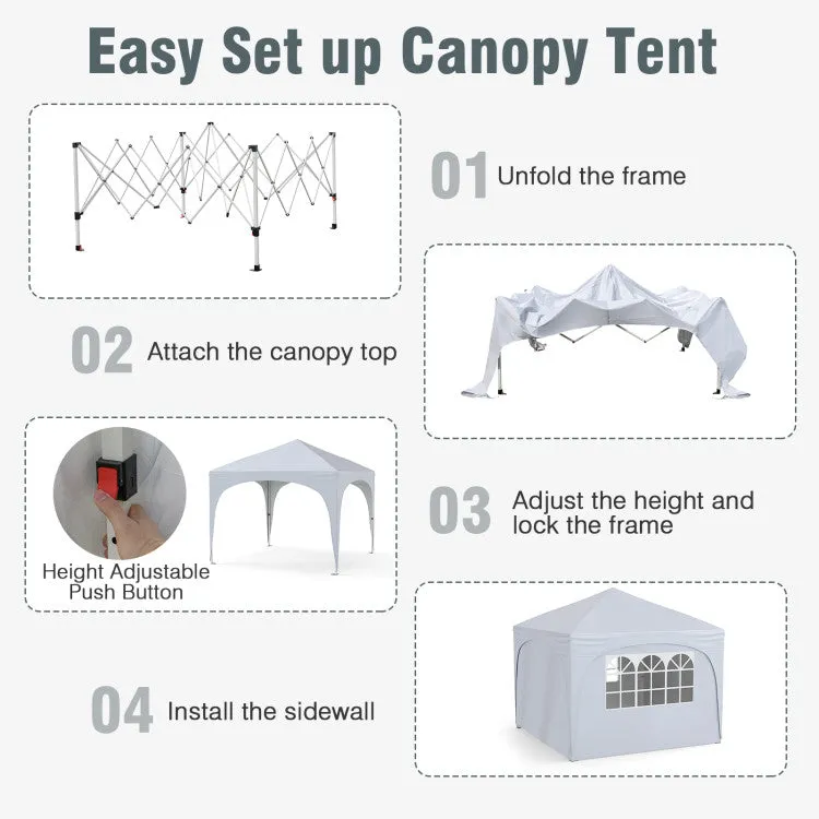 Hivvago 10 X 10 FT Pop up Canopy Tent with 4 Removable Sidewall